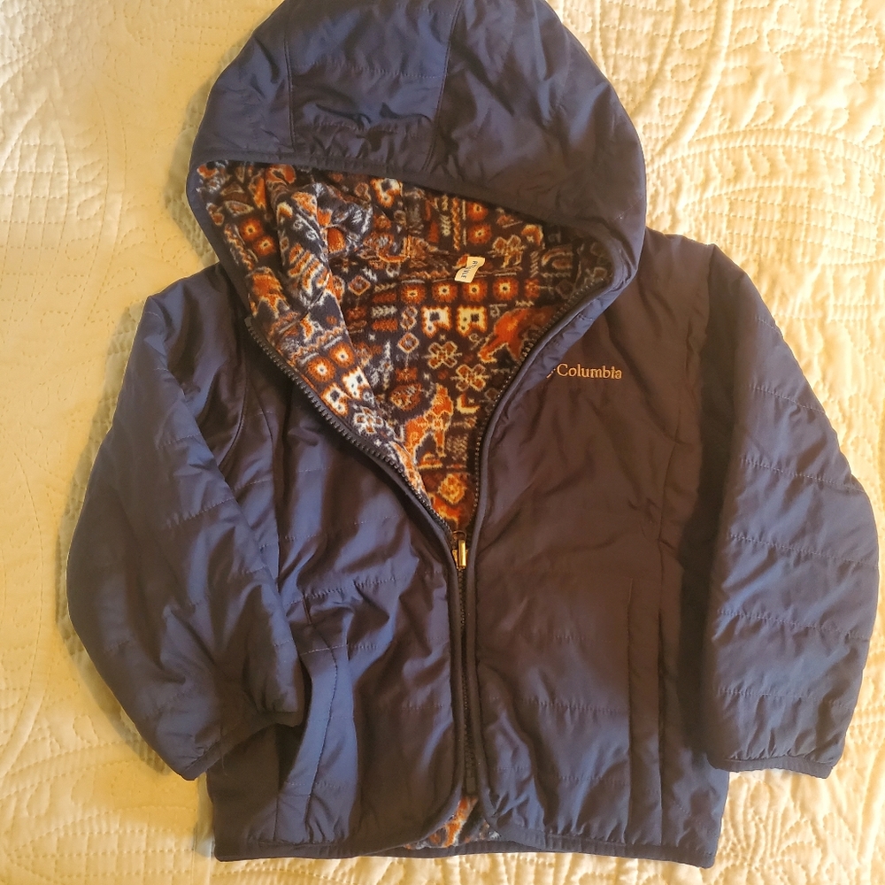 Columbia little boys jacket 4T fleece lined/ reversible